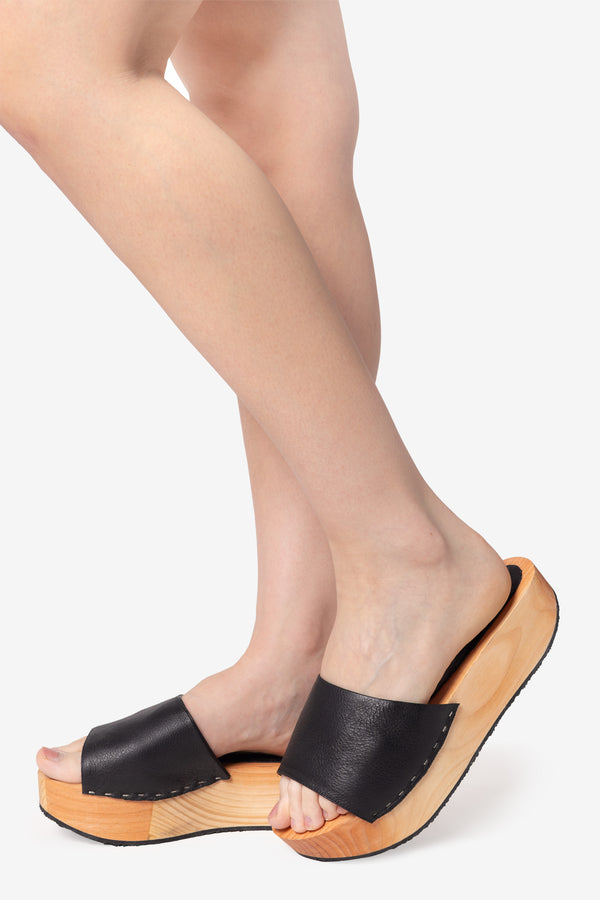 los angeles apparel Platform Wooden Mule Flat Sandal