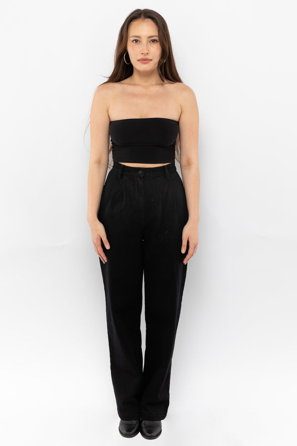 Los Angeles Apparel Pleated Denim Straight Leg Pant