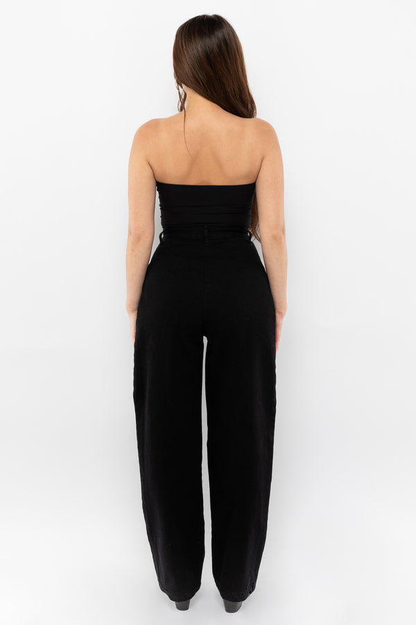 Los Angeles Apparel Pleated Denim Straight Leg Pant