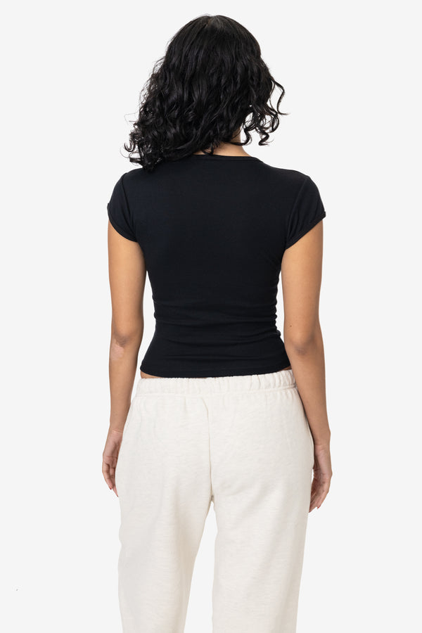 Los Angeles Apparel Poly Cotton Baby Rib Cap Sleeve Tee