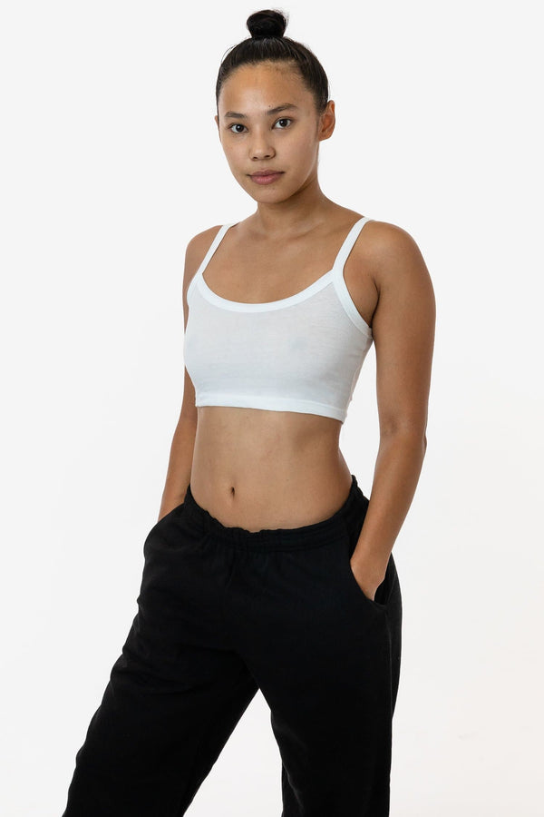 Los Angeles Apparel Poly Cotton Cropped Spaghetti Tank Top
