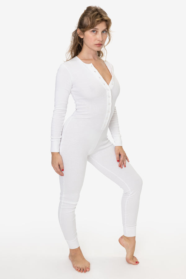 Los Angeles Apparel Poly Cotton Rib Henley One Piece