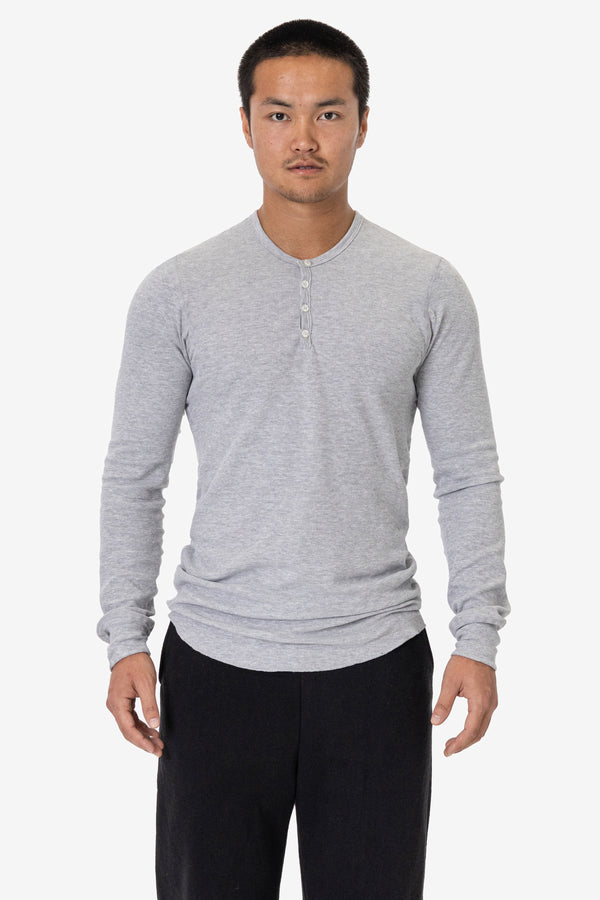 Los Angeles Apparel Poly-Cotton Thermal Long Sleeve Henley