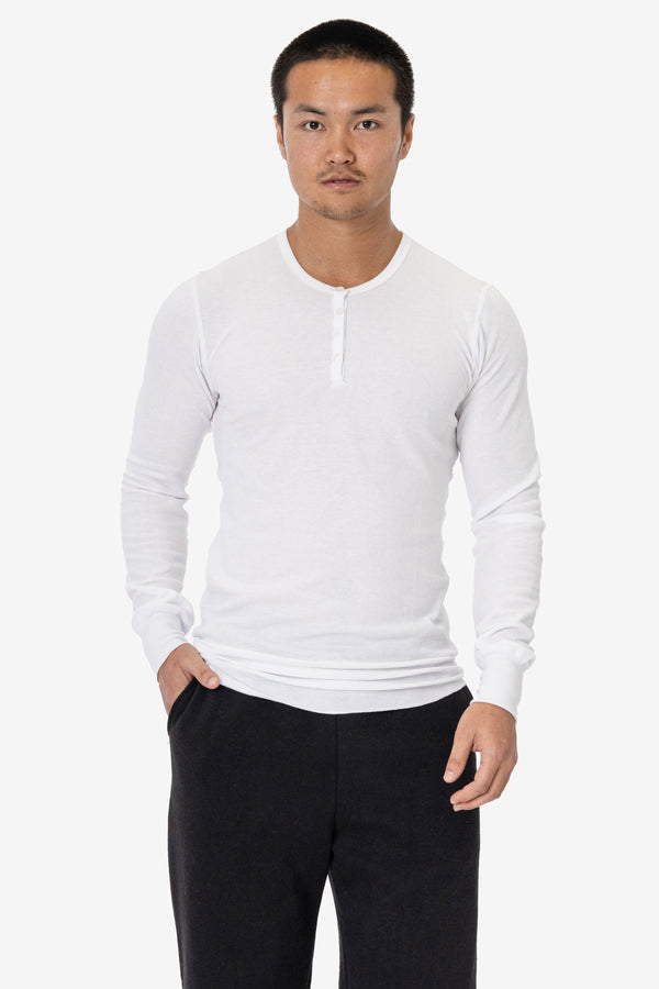Los Angeles Apparel Poly-Cotton Thermal Long Sleeve Henley