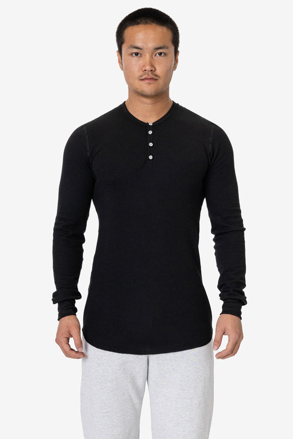 los angeles apparel Poly-Cotton Thermal Long Sleeve Henley