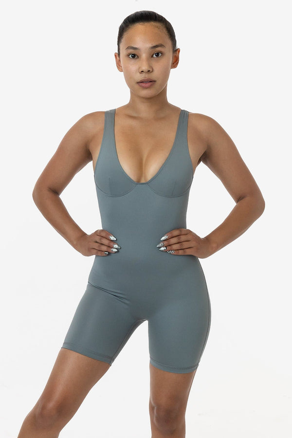 Los Angeles Apparel Poly Interlock Bra Tank Workout One-Piece