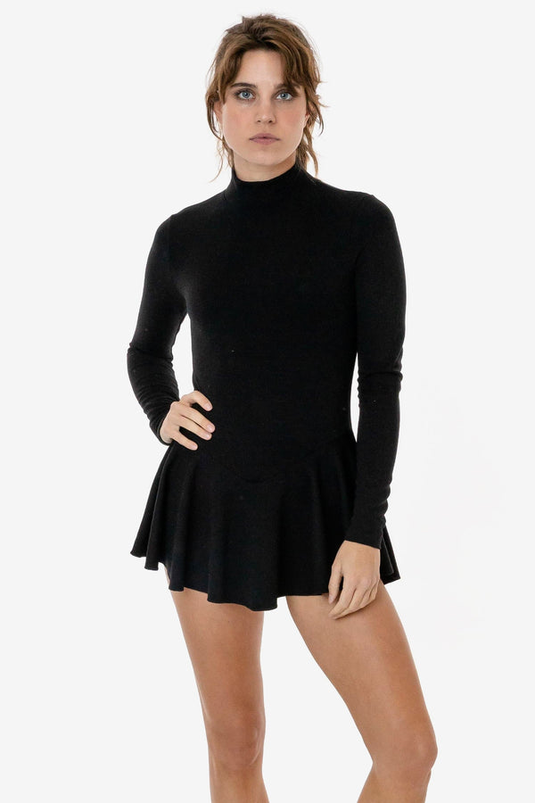 los angeles apparel Ponte Long Sleeve Mockneck Skirted Leotard