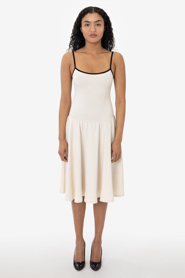 Los Angeles Apparel Ponte Mid-Length Drop Waist Spaghetti Dress
