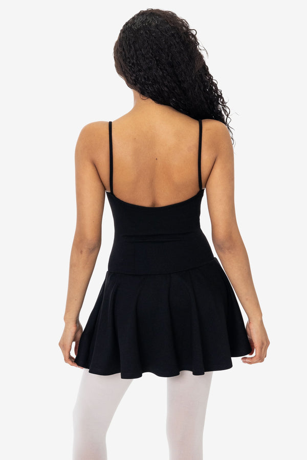 Los Angeles Apparel Ponte Mini Drop Waist Spaghetti Dress