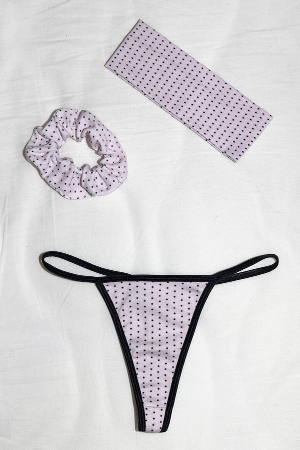 Los Angeles Apparel Printed Baby Rib Thong/Scrunchie/Headband Gift Set