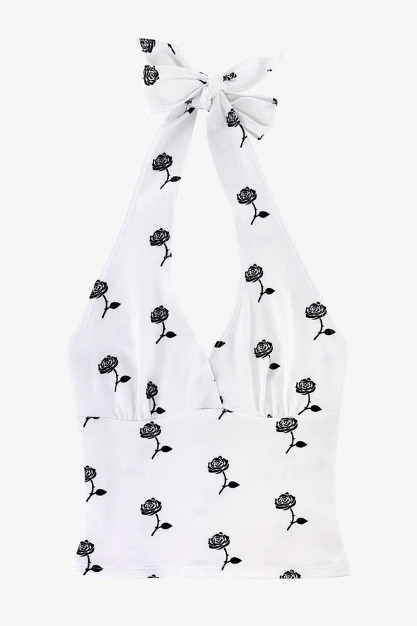 los angeles apparel Printed Cotton Spandex Halter Top