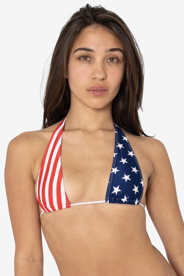 Los Angeles Apparel Printed Halter String Bikini Top