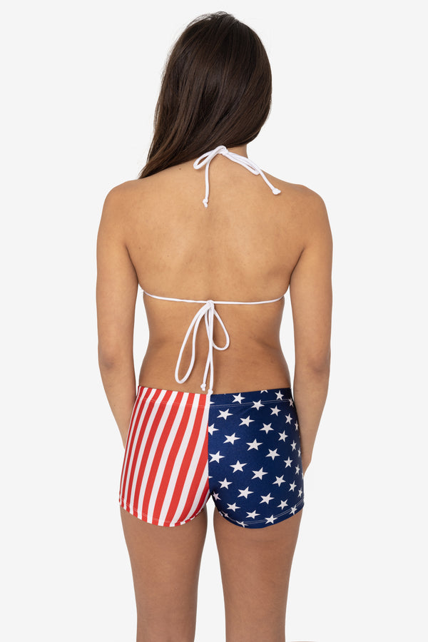 Los Angeles Apparel Printed Nylon Tricot Shiny Mini Shorts