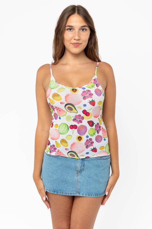 los angeles apparel Printed Poly Spandex Tear Drop Tank Top
