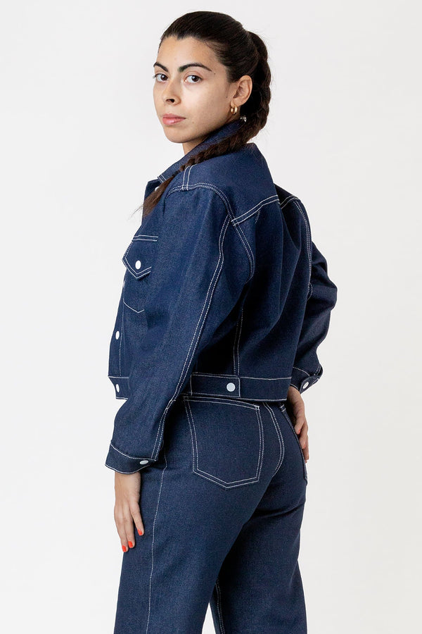Los Angeles Apparel Raw Indigo Cropped Denim Jacket