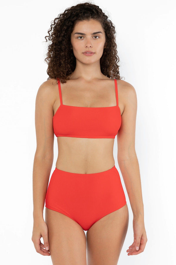 Los Angeles Apparel Ribbed High Waist Bikini Bottom
