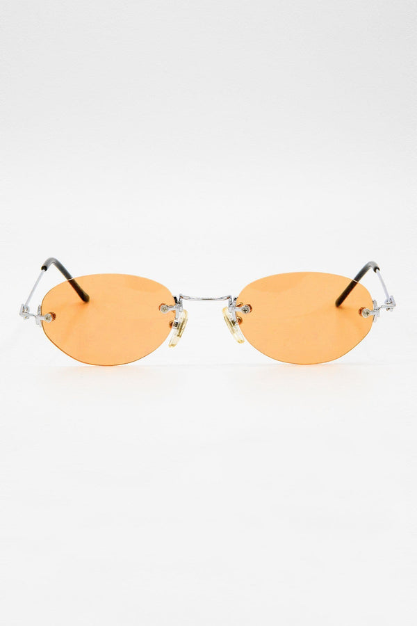 los angeles apparel Rimless Metal Frame Oval Sunglasses