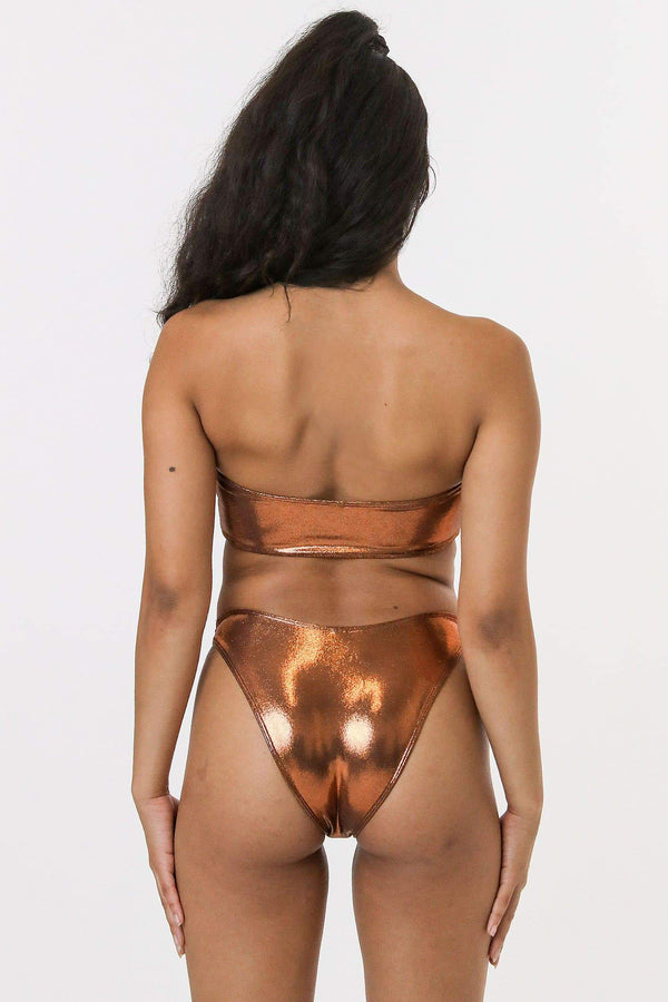 Los Angeles Apparel Shiny Matrix High Cut Bikini Bottom