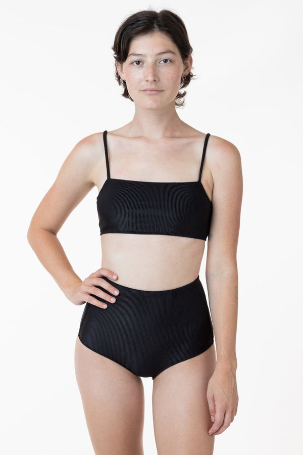 los angeles apparel The Ribbed Minimalist Crop Swim Top