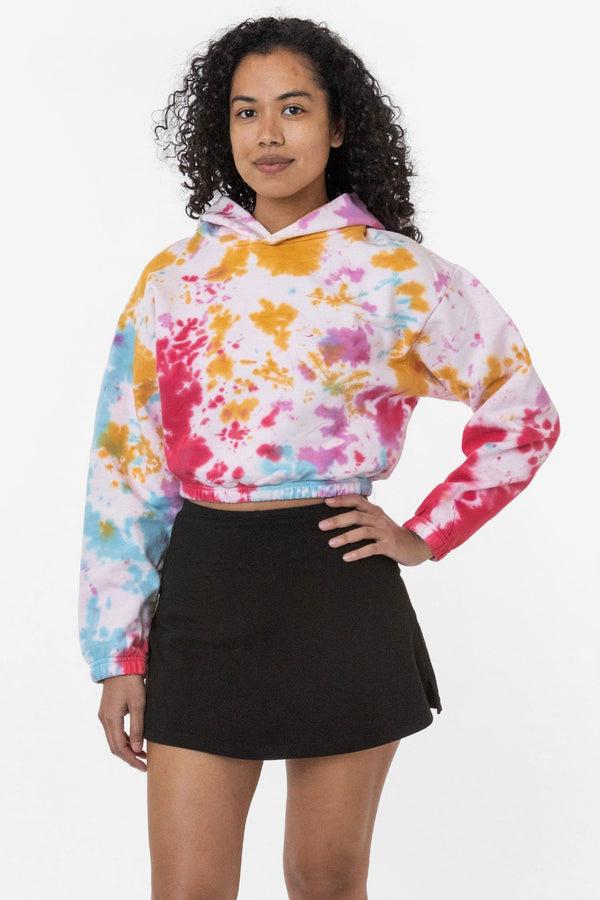 Los Angeles Apparel Tie Dye Cropped Pullover Hoodie