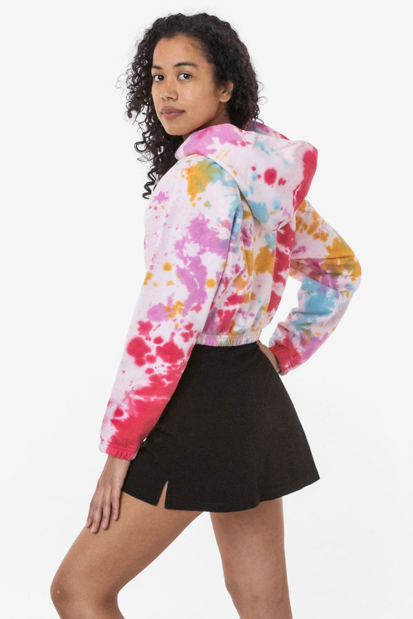 Los Angeles Apparel Tie Dye Cropped Pullover Hoodie