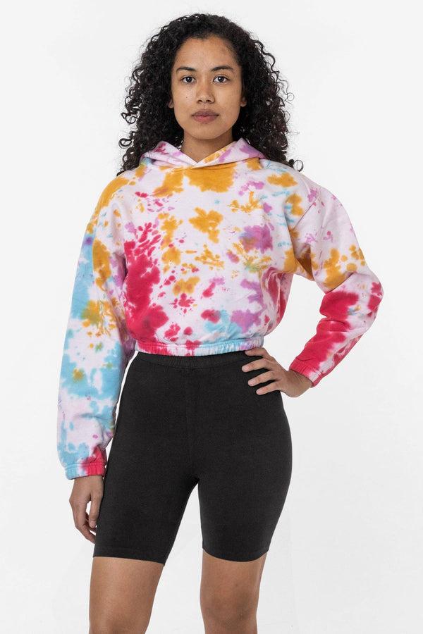 los angeles apparel Tie Dye Cropped Pullover Hoodie