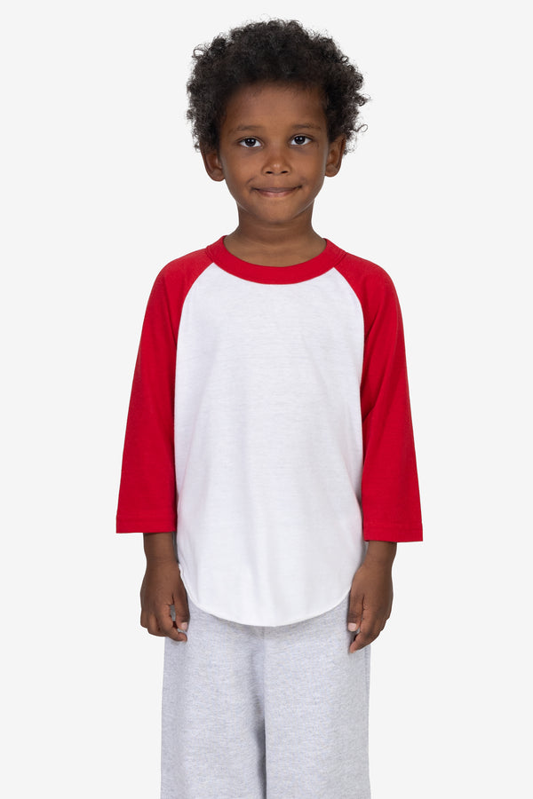 Los Angeles Apparel Toddler 3/4 Sleeve Poly Cotton Raglan