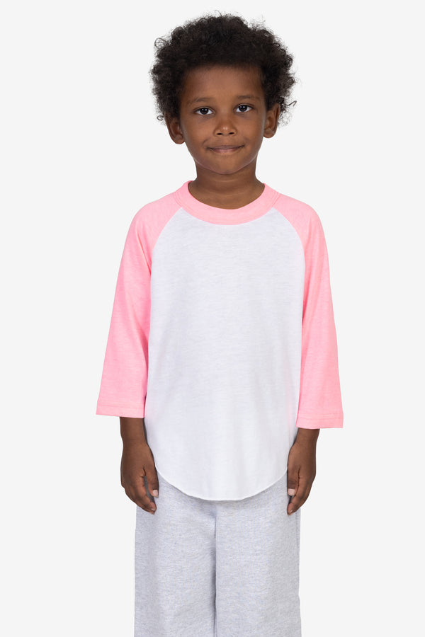 Los Angeles Apparel Toddler 3/4 Sleeve Poly Cotton Raglan
