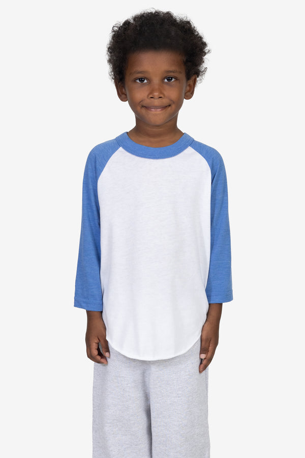 Los Angeles Apparel Toddler 3/4 Sleeve Poly Cotton Raglan