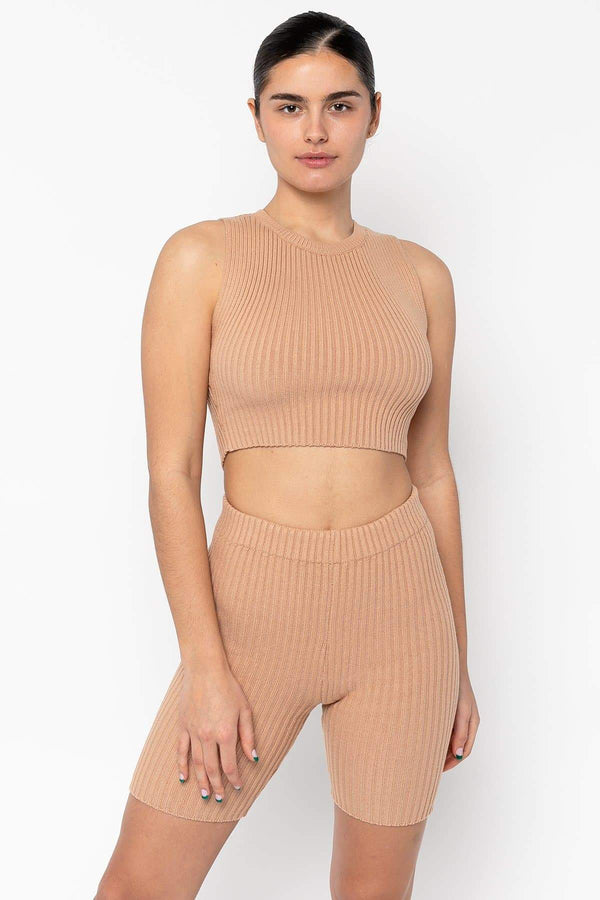 Los Angeles Apparel Ultra Heavy Knit Ribbed Crop Top