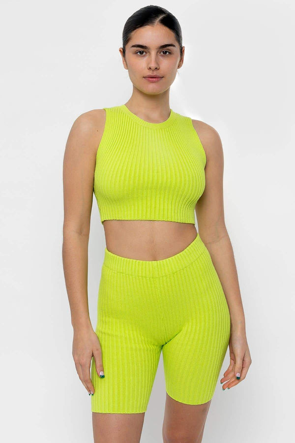 los angeles apparel Ultra Heavy Knit Ribbed Crop Top