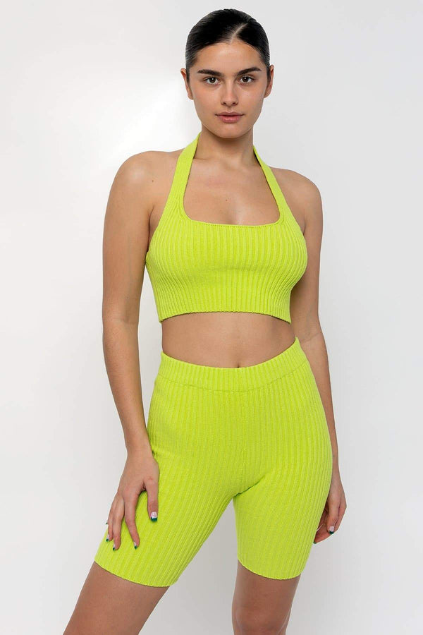 Los Angeles Apparel Ultra Heavy Knit Ribbed Halter Top