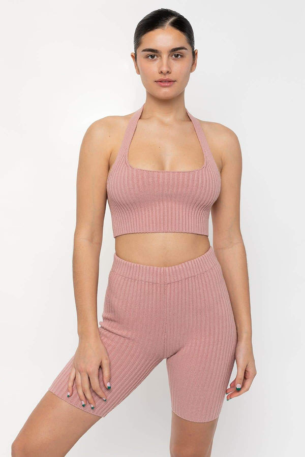 Los Angeles Apparel Ultra Heavy Knit Ribbed Halter Top