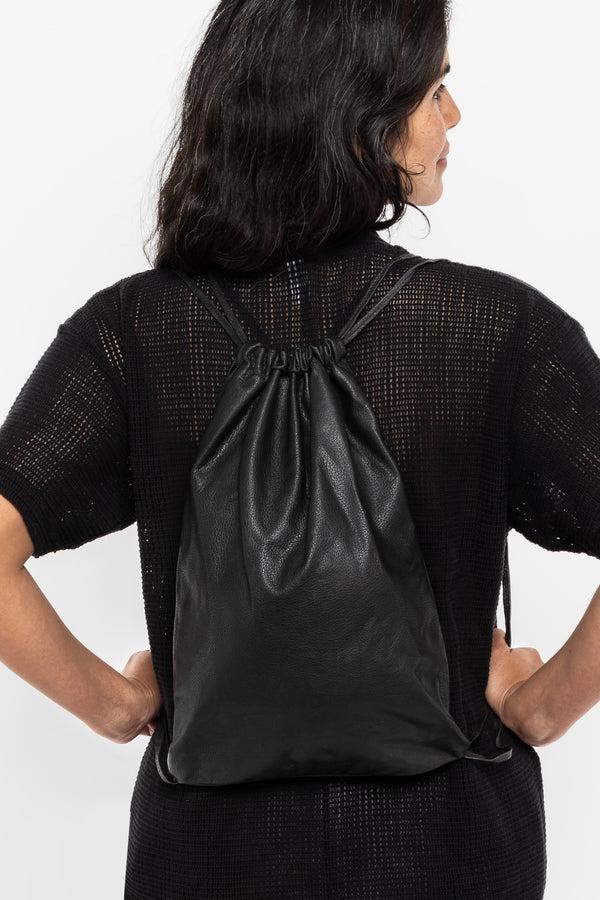 los angeles apparel Unisex Leather Drawstring Backpack