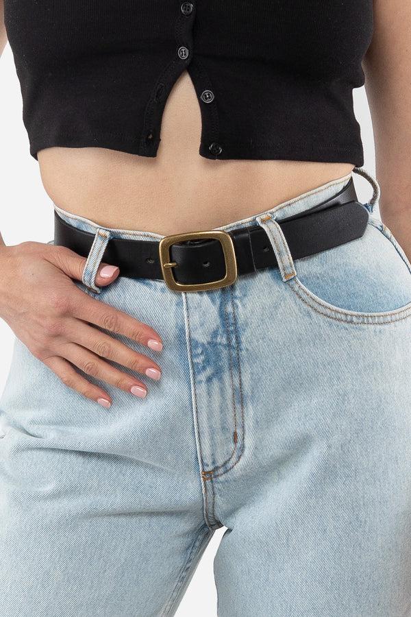 Los Angeles Apparel Unisex Rectangle Center Bar Buckle Leather Belt