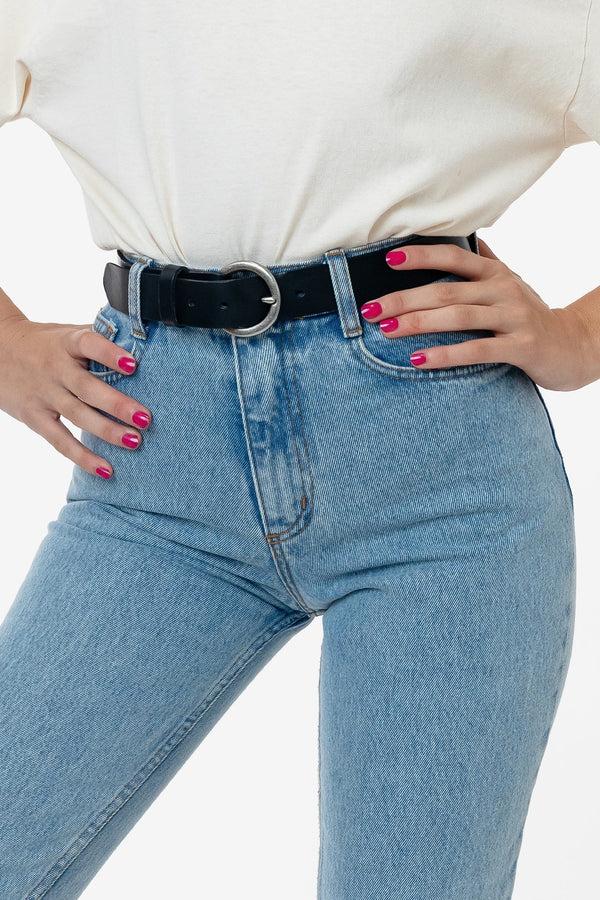 Los Angeles Apparel Unisex Round Buckle Leather Belt