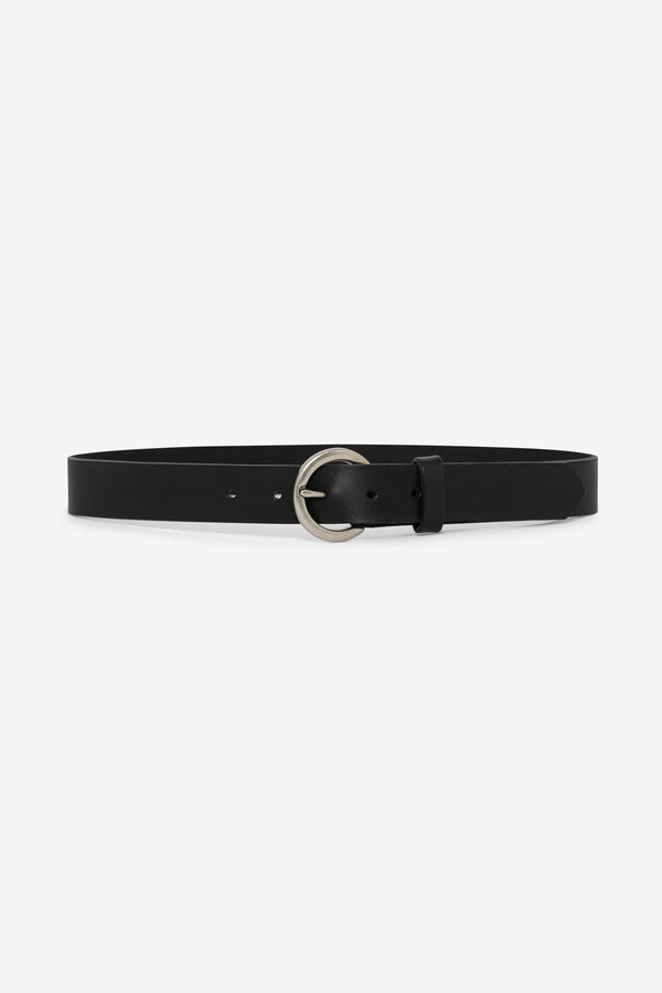 los angeles apparel Unisex Round Buckle Leather Belt