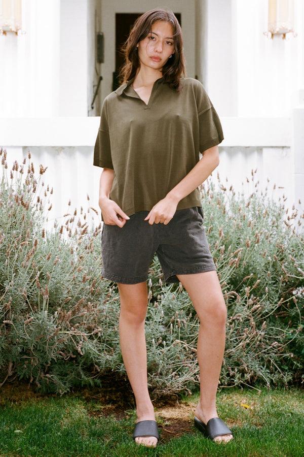 Los Angeles Apparel Viscose Nylon Oversized Knit Polo