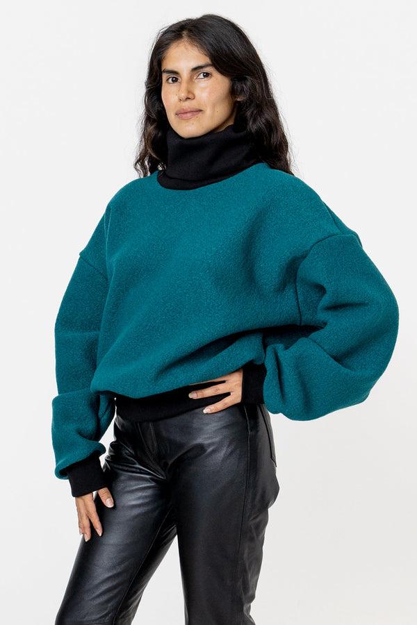 Los Angeles Apparel Wool Turtleneck Sweater With Heavy Cotton Rib