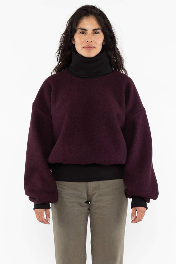 Los Angeles Apparel Wool Turtleneck Sweater With Heavy Cotton Rib