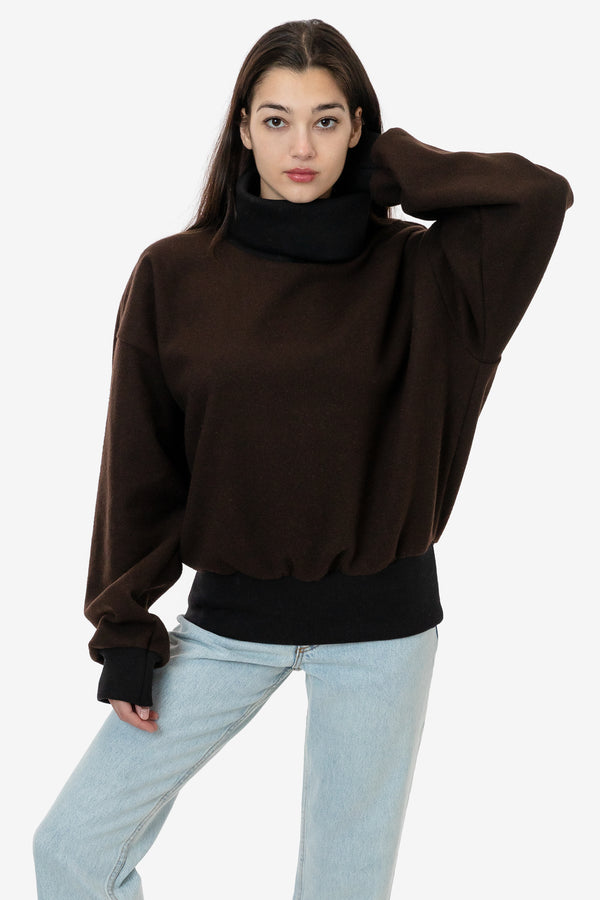 los angeles apparel Wool Turtleneck Sweater with Heavy Cotton Rib