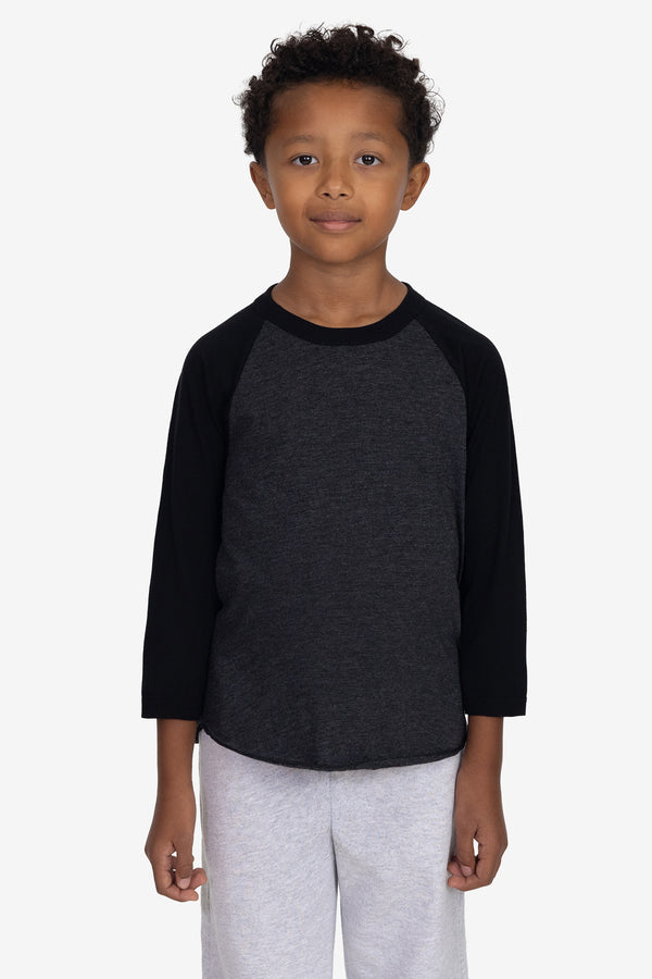 los angeles apparel Youth 3/4 Sleeve Poly Cotton Raglan