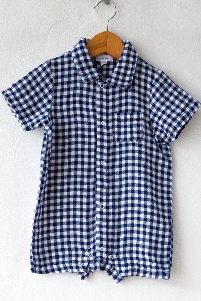 Angel Dear Gingham Polo Romper