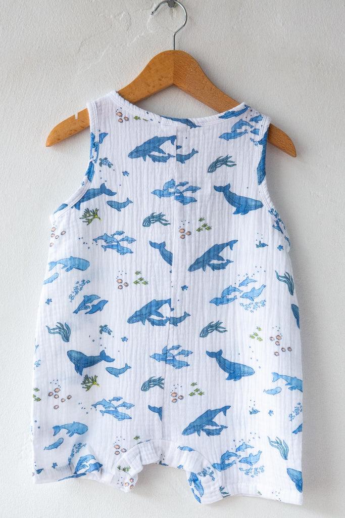Angel Dear Watercolor Whales Romper