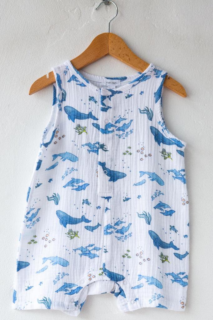 Angel Dear Watercolor Whales Romper