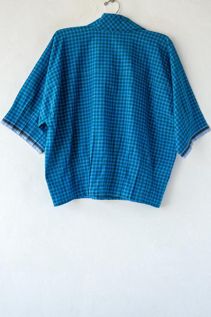 Cut-Line Madras Boxy Collar Shirt