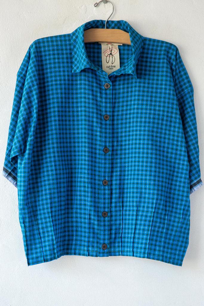 Cut-Line Madras Boxy Collar Shirt