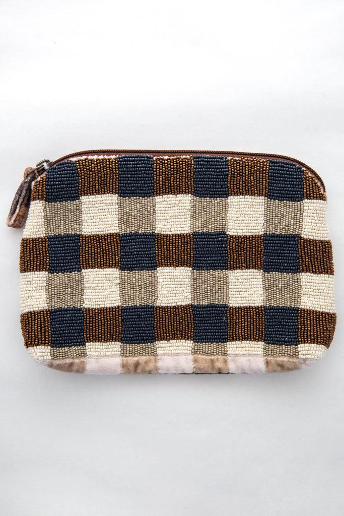 Epice Beaded Check Pouch