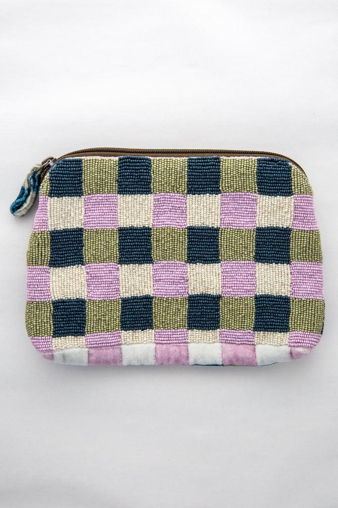 Epice Beaded Check Pouch