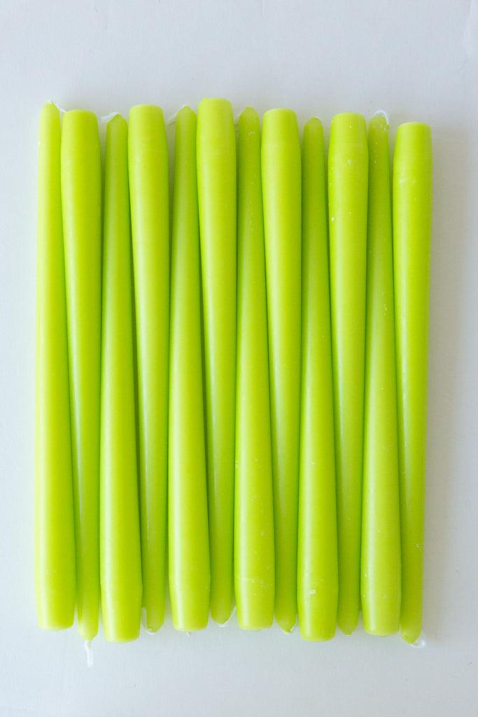 Ner Mitzvah Taper Candle 12 Pack Lime